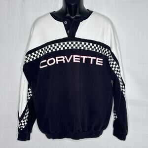 Vintage Corvette Racing Pullover Sweatshirt Checkered Flag Made USA XL